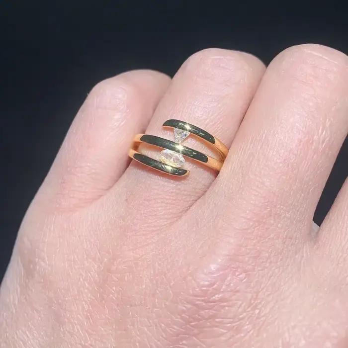 Bague en or trois cercles pour femmes, bijou de mariage unique, en stock, 2025