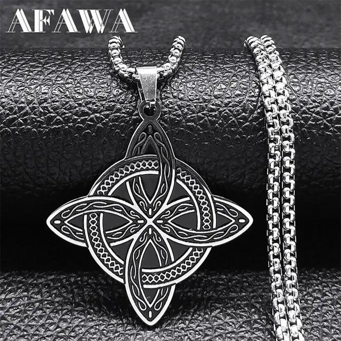 Collier Nministériels d de Sorcière en Acier Inoxydable pour Homme et Femme