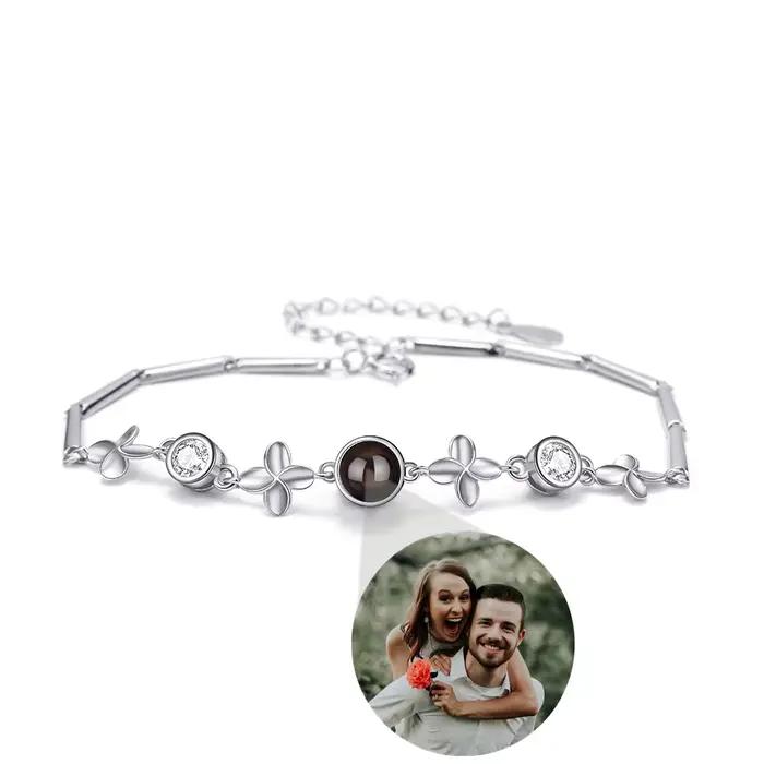 Bracelet Photo personnalisé pour femmes, pendentif rond en argent Sterling 925, Projection Photo, ca