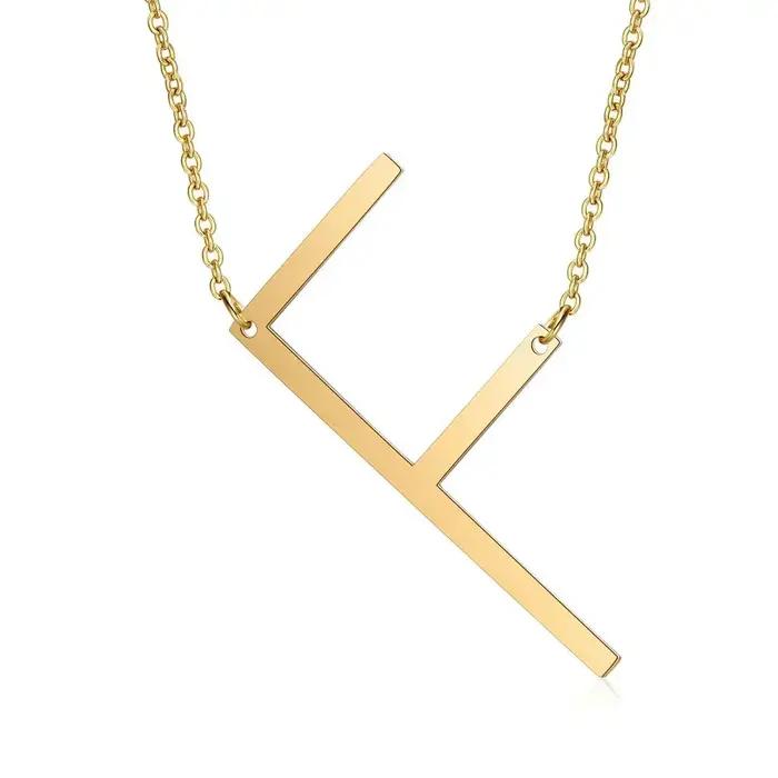 Collier en acier inoxydable avec 26 lettres anglaises, grand collier avec initiales latérales, perso