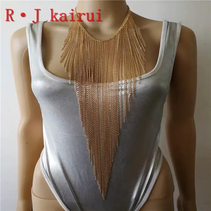 Nouveau RJRH23 mode femmes à la main or cou chaînes bijoux couches uniques collier chaînes bijoux 3