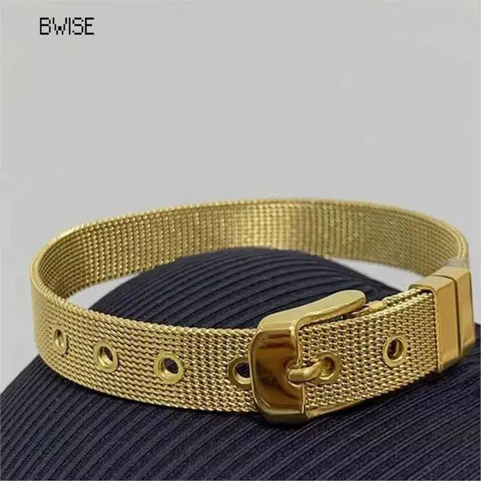 Bracelet plaqué or en acier inoxydable pour femme, bracelets de luxe, bijoux tendance, livraison gra