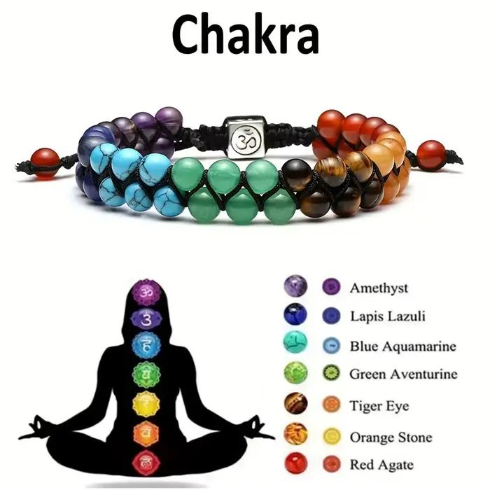 Bracelet en pierres naturelles 7 chakras bijou fait à la main multicolore bracelet ethnique pour homme femme usage quotidien bien-être spiritualité cadeau