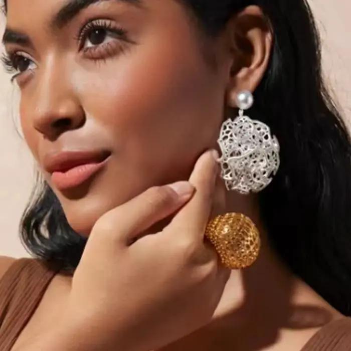 Boucles d'oreilles rondes plaquées or 18 carats pour femmes