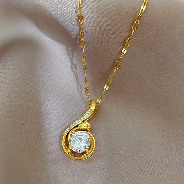 Accessoires bijoux pour femmes pendentif collier chaîne en acier inoxydable doré lien de clavicule articles bon marché avec livraison gratuite