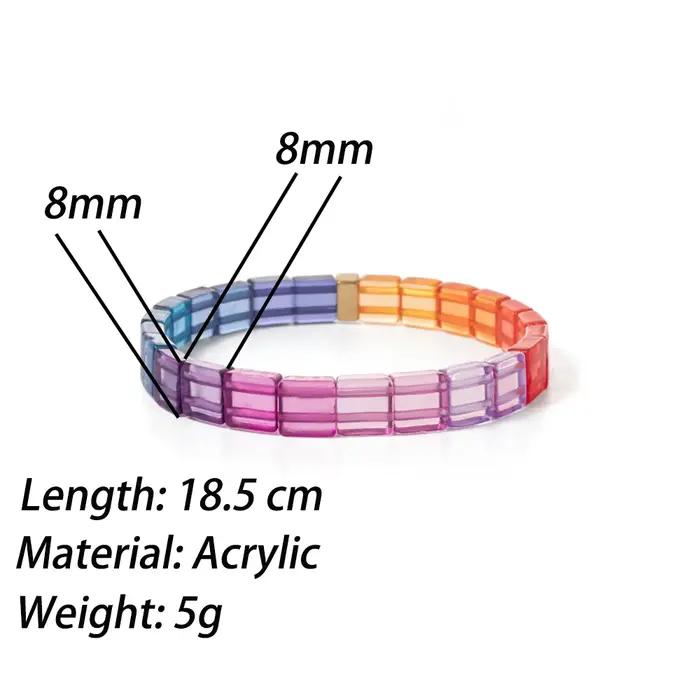 Bracelets artificiel astiques en Perles Carrées de 8mm pour Femme, Bijoux Extensibles, Style Boho, Transparents et Colorés, Nouveau Design 2023
