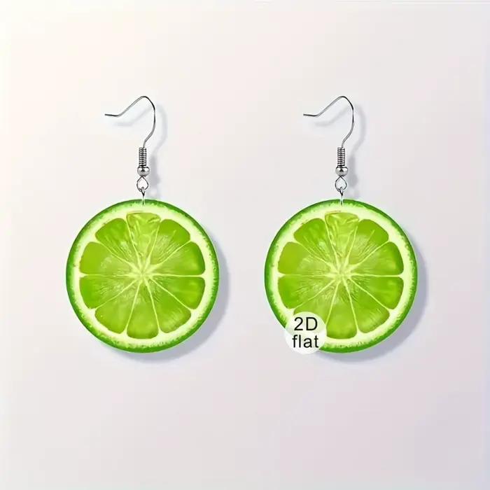 Boucles d'Oreilles Plates en Forme de Citron Acrylique Mode Femme Occasions Spéciales