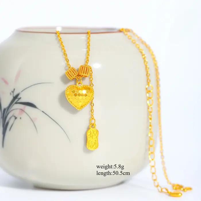Collier pendentif en forme de cœur en or 18 carats pour femmes
