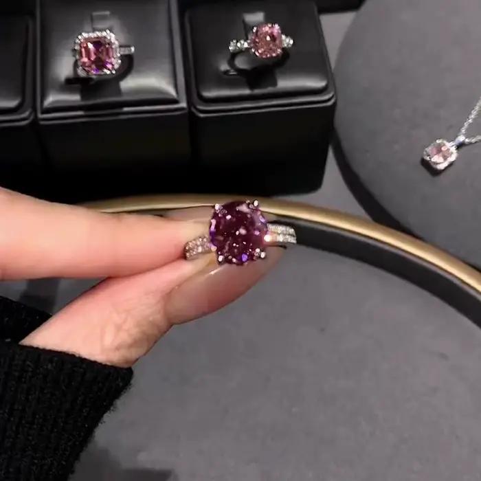 Bagues en pierres précieuses violettes raisin pour femmes, bague de style doux de haute qualité, réglable, exquise, bijoux fins de mariage, cadeau