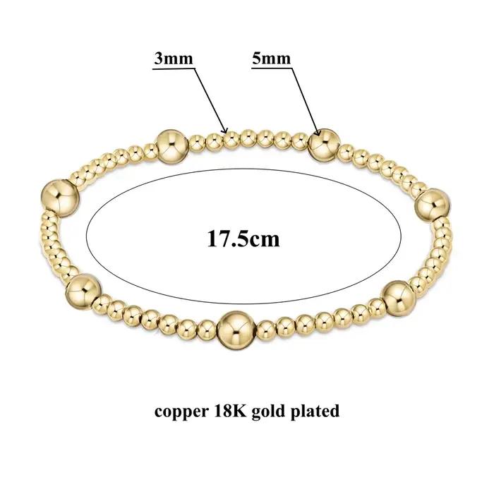 Bracelet à perles géométriques en cuivre plaqué or 18 carats pour femmes occasions spéciales minimalistes
