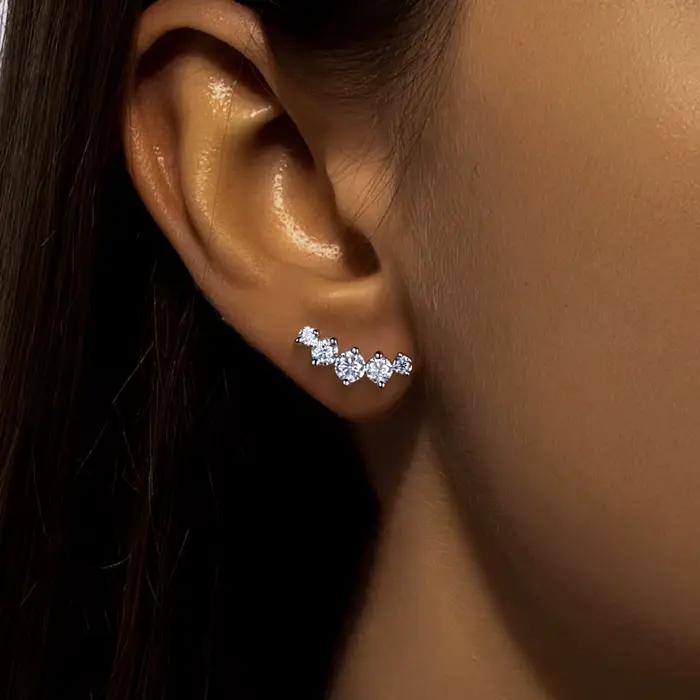 1.04cttw Moissanite boucles d'oreilles 925 en argent Sterling plaqué or laboratoire créé diamant sourire