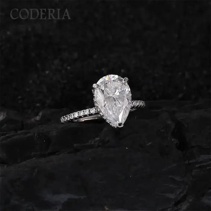 Bague de fiançailles pour femme en argent sterling 925 avec pierre de moissanite de couleur D de 4 carats 8*12 mm