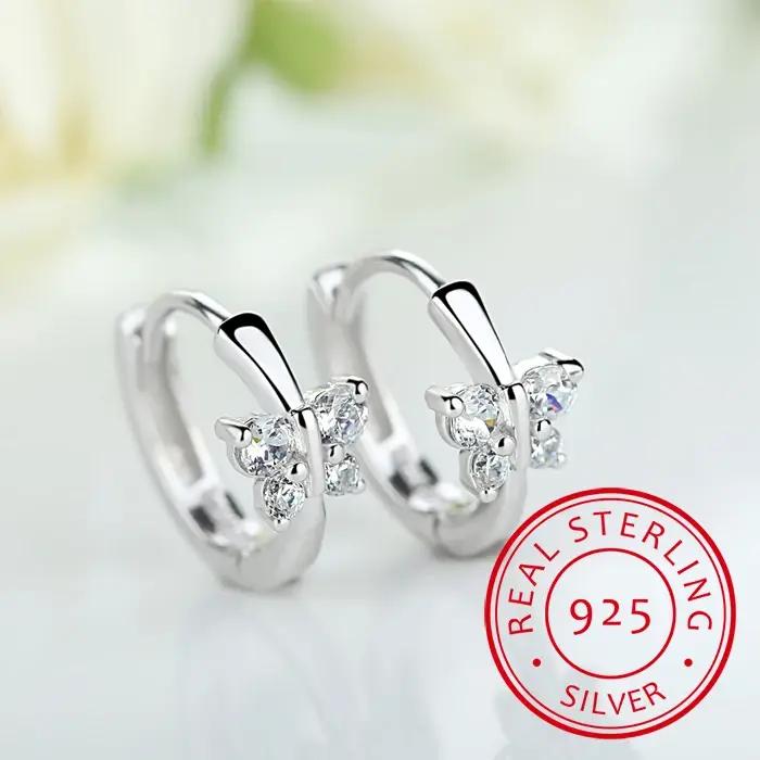 Bébé princesse 925 argent papillon zircone petite boucle d'oreille pour filles enfant femmes beaux A