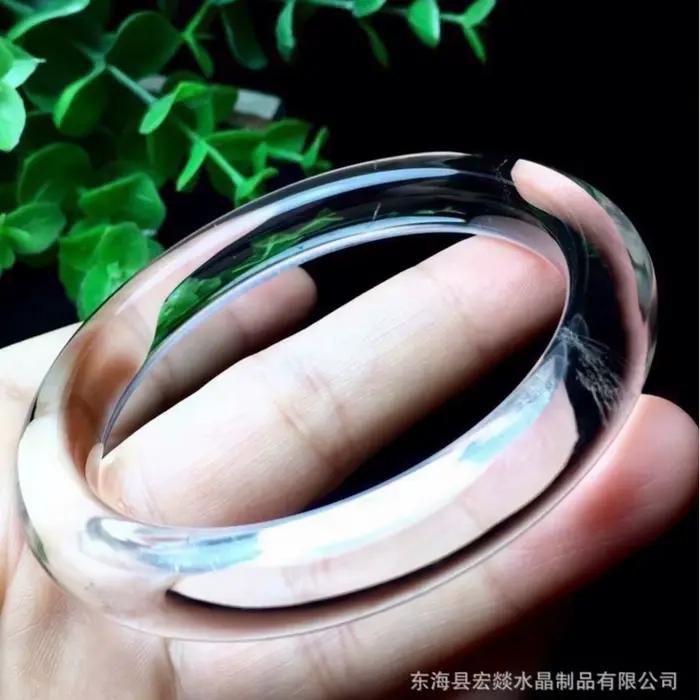 Bracelet à barre ronde en cristal blanc naturel de haute qualité, nettoyage en cristal