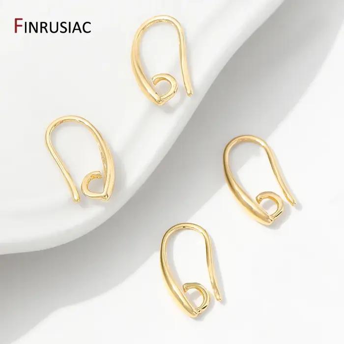 Crochet de boucle d'oreille lisse en laiton plaqué or 14K pour femmes, bijoux à bricoler soi-même, accessoires de fabrication de bijoux pour occasions spéciales