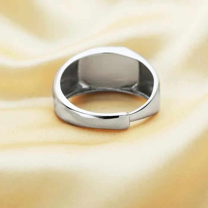 Bague réglable en argent sterling 925 avec résine de lait maternel et monture carrée de 9mm pour hommes occassions spéciales bijou unique à offrir