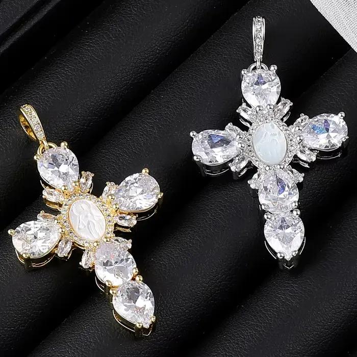 Juya – breloques créatives croix chrétienne en plaqué or véritable 18K pour Talisman fait à la main