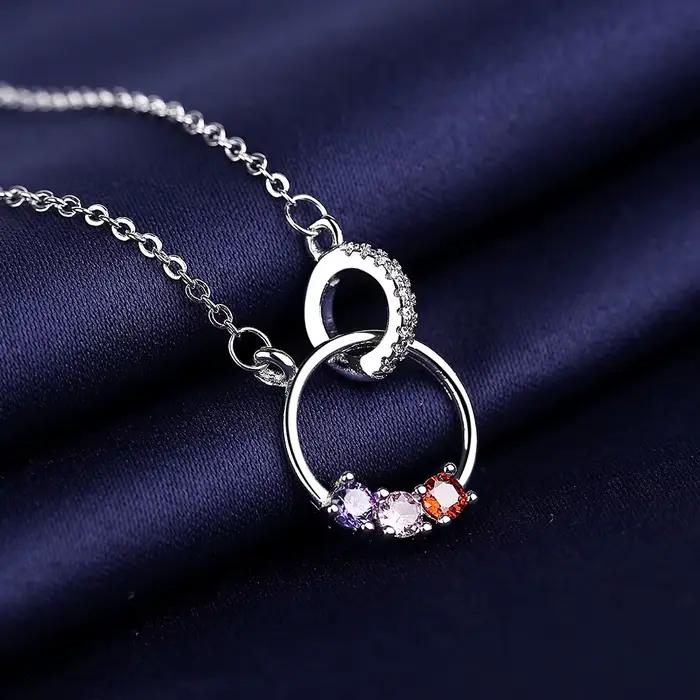 Collier en argent Sterling 925 pour femmes, pendentif rond scintillant pavé CZ, bijoux d'anniversaire à la mode, nouvelle collection