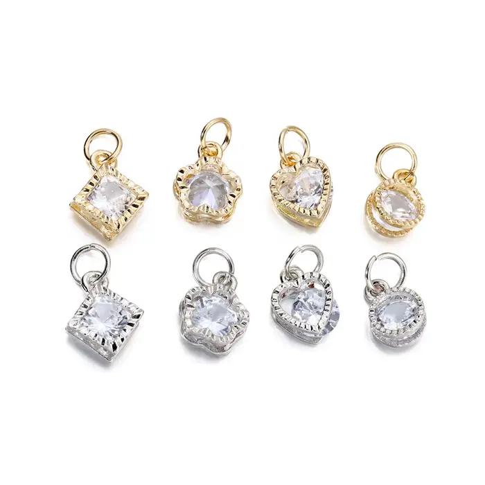 10 pièces/lot alliage or argent couleur strass coeurs breloques pour boucles d'oreilles colliers bricolage amour breloques fabrication de bijoux accessoires