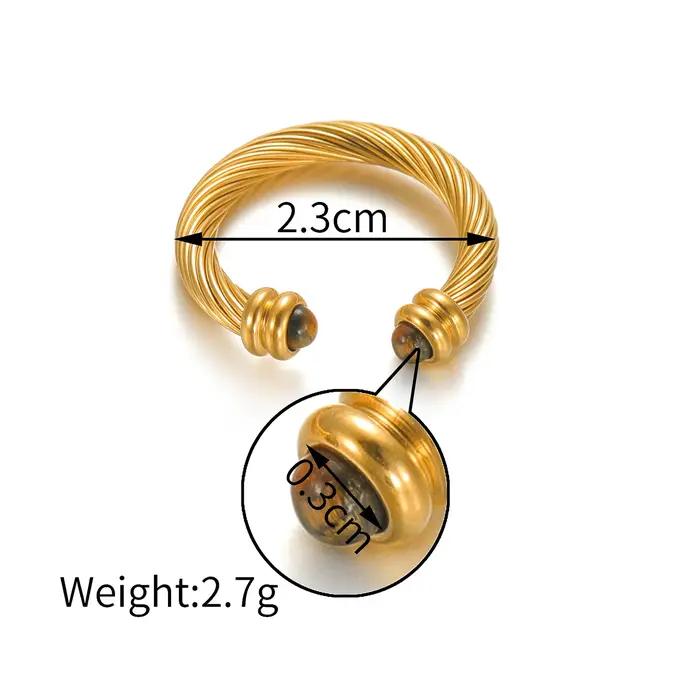Bague Twisty Vintage en Forme de C en Acier Inoxydable Plaquée Or pour Femmes Occasions Spéciales Élégante Alliance de Mariage Bijoux