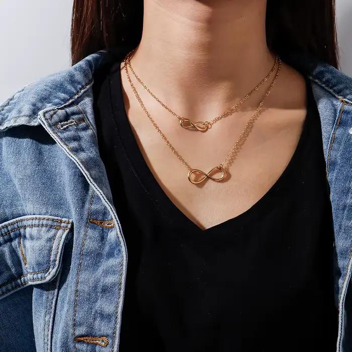 Aihua mode infini pendentif collier pour femmes or argent couleur chaînes infini symbole fête Collares bijoux sur le cou
