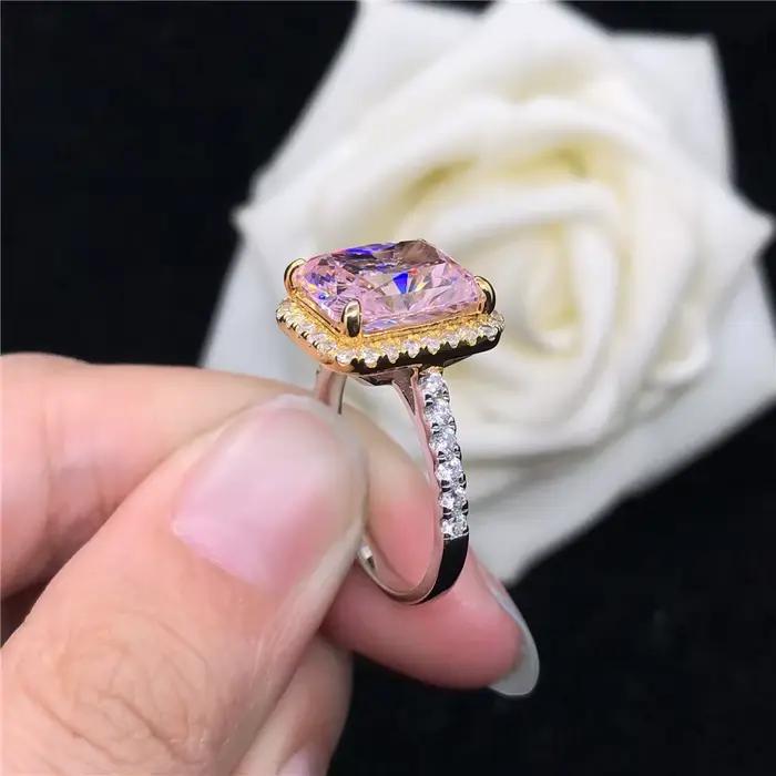 Bague en or blanc massif 14 carats pour femme, diamant Pinky léger 5CT, fiançailles originales, beaux bijoux de fête, brillant pour toujours