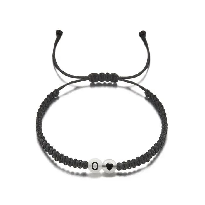 Bracelet Initial Cœur Personnalisé Tressé en Coton pour Amoureux et Amis Occasions Spéciales