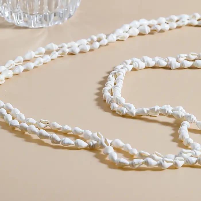 Collier en coquillage à longue chaîne pour femmes