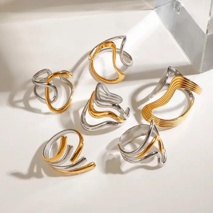 Collection de bagues en acier inoxydable plaqué or 18 carats Yori