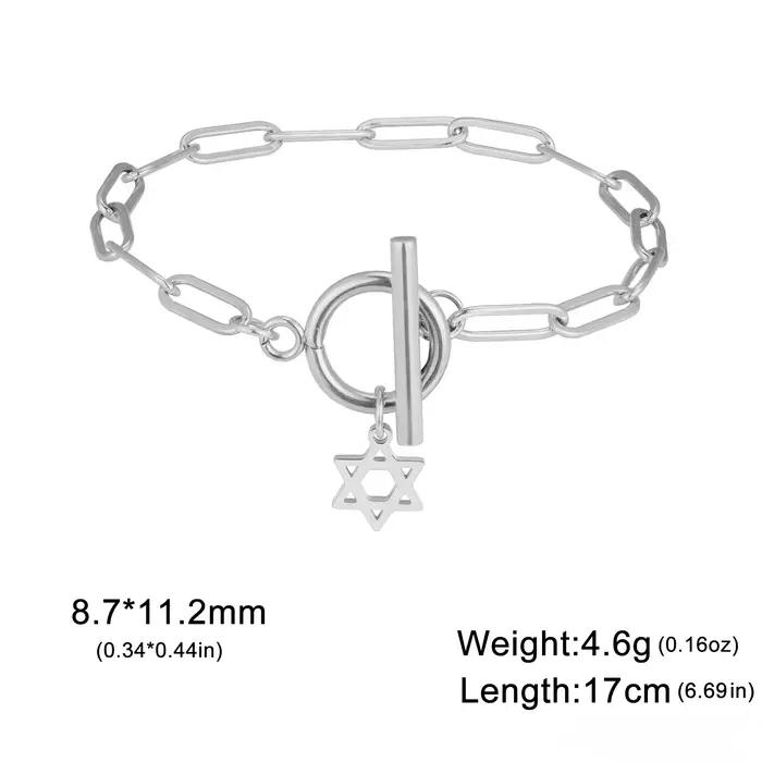 Bracelet à breloques étoile de FC pour femme, trombone en acier inoxydable, jobracelets, amulette, b
