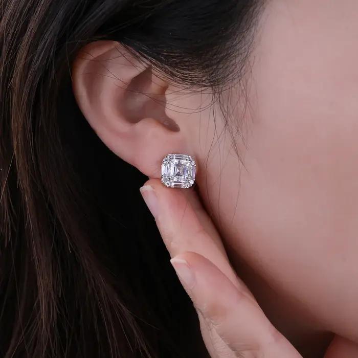 Collier en Moissanite Taille Asscher 2 Carats Argent Sterling 925 Pour Femme Cadeau de Mariage Anniversaire Soirée Élégante