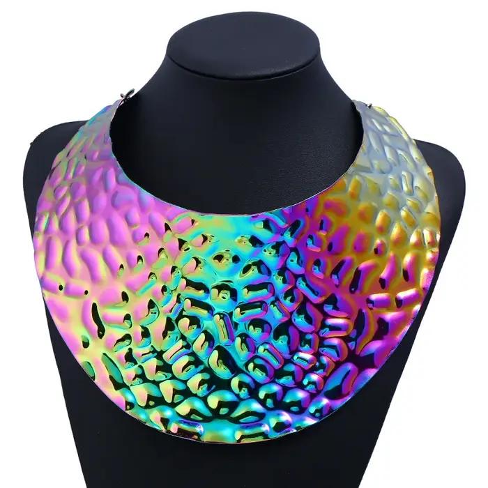 VEFFLY-Grand Collier Ras du Cou Africain pour Femme, Boucles d'Oreilles Rondes, Bijoux de Mariage, ixà Domicile, Voyage