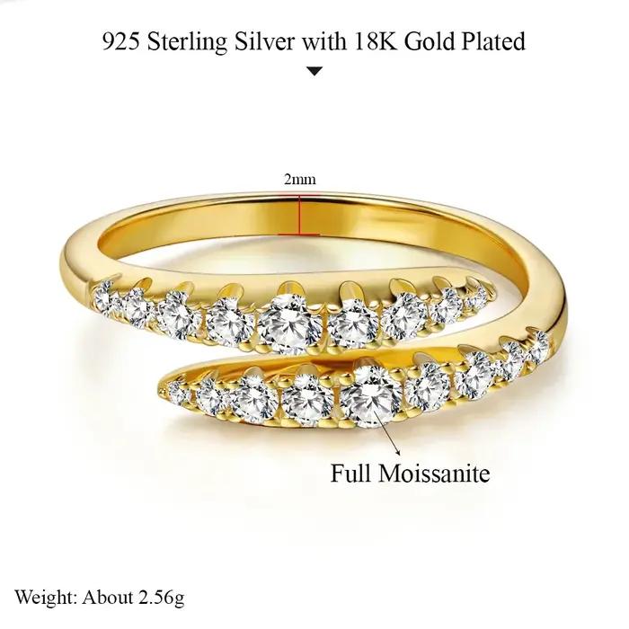 M-JAJA Moissanite serpent bague pour femmes alliance S925 en argent Sterling diamant bagues de fiançailles plaqué or 18K bijoux fins