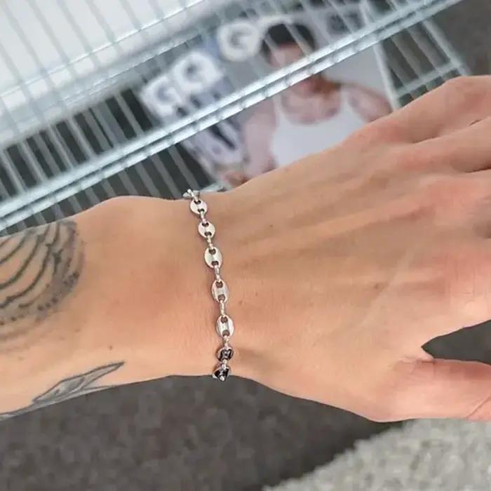 Lot de 10 bracelets à chaîne en grains de café en acier inoxydable plaqué or