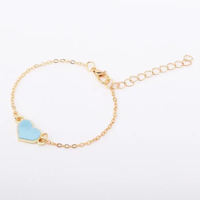 Bracelet coeur d'amour pour femmes réglable plaqué or chaîne O lien de cheville amitié saint valentin bijoux festifs cadeaux Брасeko