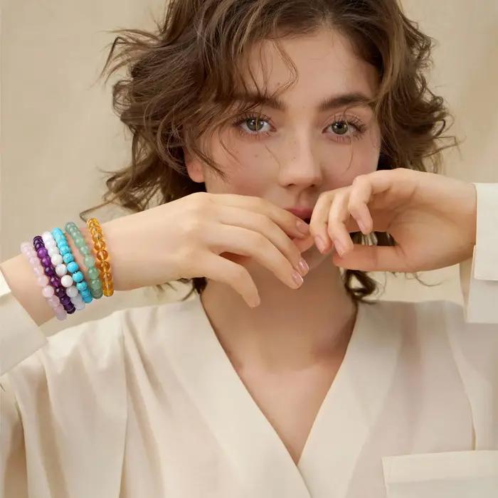 Bracelets originaux en perles de pierre naturelle pour femmes et hommes