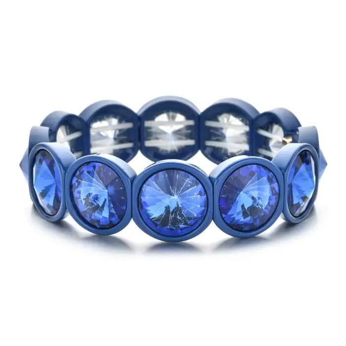 ZMZY fait à la main Vintage Boho grand cristal élastique Bracelet émail extensible manchette Bracelet arc-en-ciel carrelage perle Bracelet pour femmes bijoux