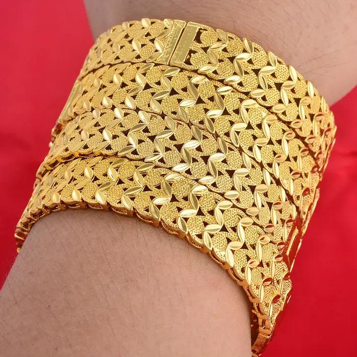 Bracelet Design fleur plaqué or 24K, dubaï, saoudien, bijoux à main indiens, cadeau de fête de luxe pour femmes