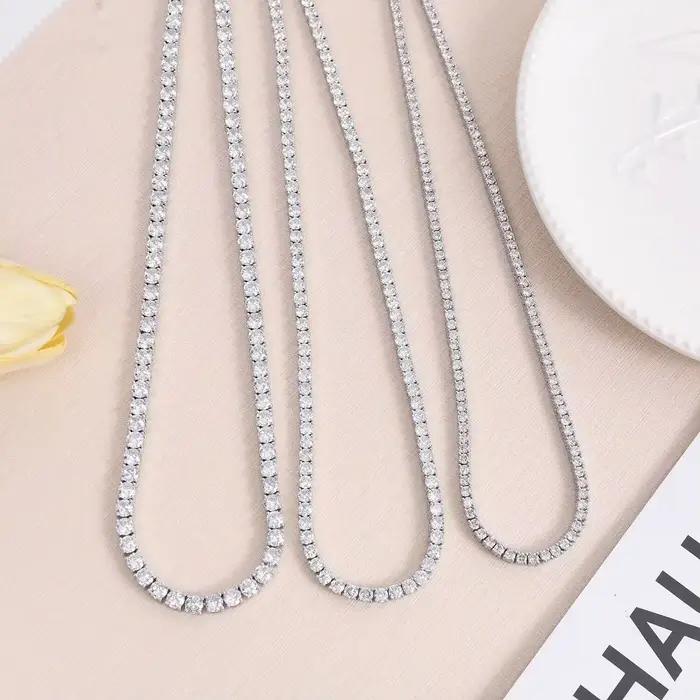 Collier en argent sterling 925 serti de zirconium blanc pour homme et femme pour occasions spéciales et tenues de soirée