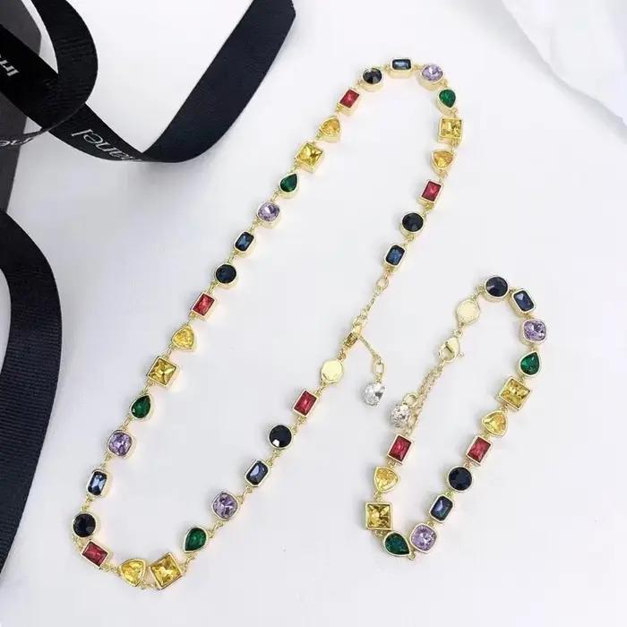 Ensemble de bijoux de luxe pour femmes en argent sterling 925 et or rose 18 carats avec pierres précieuses colorées pour les occasions spéciales