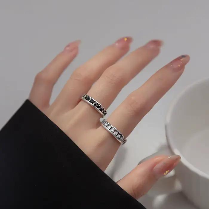 Bagues Géométriques En Argent Sterling 925 Avec Zircon Blanc Pour Femmes Luxe Mode Cocktail Occasion Spéciale