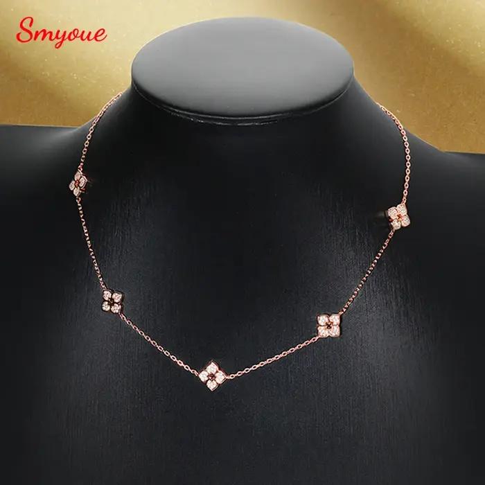 Collier ras du cou en argent sterling 925 serti de Moissanite fleur pour femmes occasions spéciales anniversaire Saint Valentin Fête des Mères