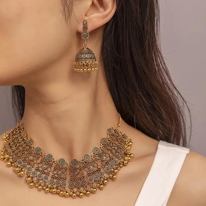 Ensemble de bijoux géométriques creux en or ethnique pour femmes