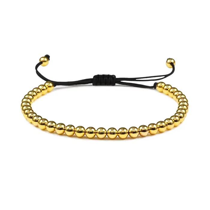 Bracelet de perles de couple pour hommes et femmes, bracelets tressés Micro CZ Crown, bracelets régl