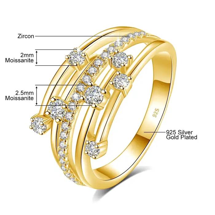 Szjinao marque à la mode Moissanite bague éternité alliance solide 925 bagues en argent pour les femmes bijoux cadeau de fiançailles livraison directe