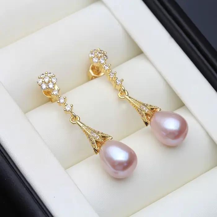 Boucles d'oreilles en perles d'eau douce naturelles, boucles d'oreilles en argent 925 pour femme, mariée, avec perles blanches, cadeau d'anniversaire, noir et blanc