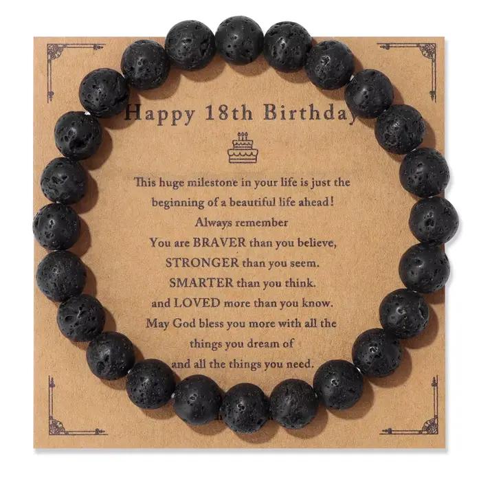Bracelet en Pierre Naturelle pour Femme et Homme, Perles de 8mm, 13/16/18/21/30/40/50/60/70 Ans, Cad