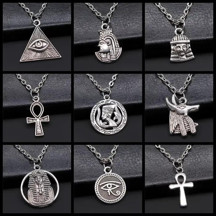Collier pendentif croix égyptien en alliage de zinc pour femmes style vendange occasions spéciales