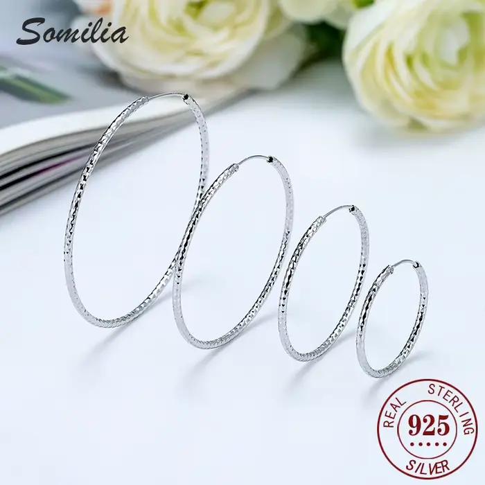 SOMILIA – boucles d'oreilles en argent Sterling 925 pour femmes, design noble et à la mode, beau charme, grand cercle, bijoux