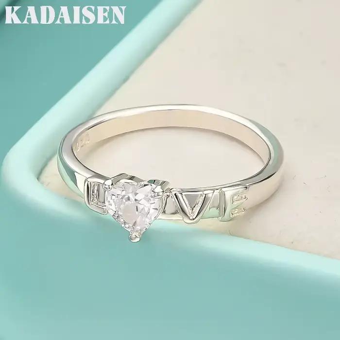 Argent sterling 925 LOVE AAAAA Zircon 7-10 # Bague pour femmes, bijoux de charme pour fête de mari